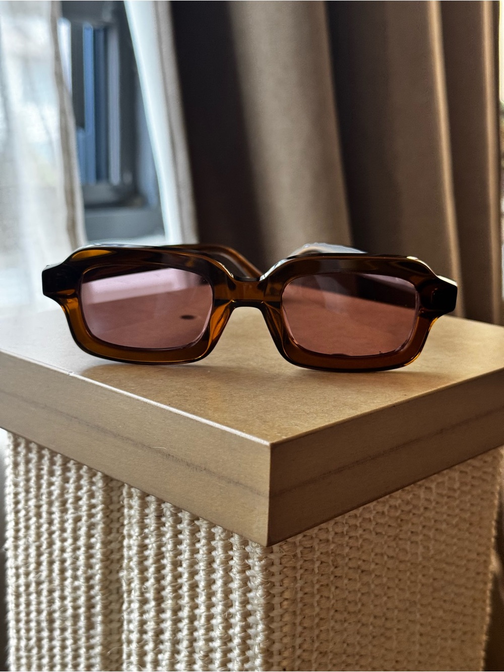 Quince Women's Brown Frame Sunglasses with Rose Lenses